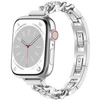 Stainless Steel Band for Apple Watch Series Ultra 8 7 SE 6 5 4 3 Diamond Metal Bracelet Strap for iwatch 9 40 41mm 42 44 mm 45mm 42mm 44mm 45mm 49mm white