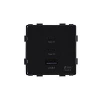 Greito krovimo rozetė Feelspot su USB+C+C jungtimis, 65W, juoda,Greito krovimo rozetė Feelspot su USB+C+C jungtimis, 65W, juoda