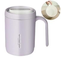 500ml Water Cup with Cover Sealing Silicone Ring Double-layer Liner Design Wide Mouth Leak-proof Drink Water Handle Stainless Steel Silicone Coffee 500ML A violetinė