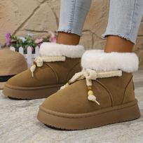 Thick Bottom Fur Winter Snow Boots Woman Casual Bowknot Non Slip Cotton Padded Shoes Woman Short Plush Platform Ankle Boots 41 kupranugaris