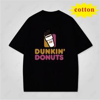 Fun Prank Dunkin Donuts Print Tshirt Unisex Casual Loose Fit Short Sleeve Top 3XL white