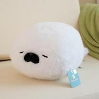 High Quality Cartoon Earphone Seal Sea Otter Plush Toy Ball Round Cushion Throw Pillow for Kids Birthday Gift School Nap Sleep see choose option gray
