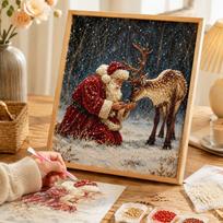 Christmas Painting for Holiday Home Wall Decor and Gift Giving One Size brown