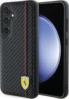 Ferrari Carbon Printed Line dėklas Samsung Galaxy S24 telefonui, juodas