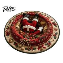 Holiday Area Rug Christmas 3D Rug, Illusion Round Decorative Crystal Velvet Floor Mat, Festive Carpet for Indoor Home Living Room Decoration Entryway 120cm M