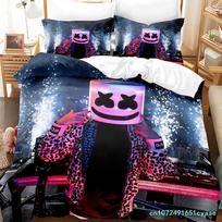 DJ Marshmello Bedding Set Single Twin Full Queen King Size Hip Hop Bed Set Aldult Kid Bedroom Duvetcover Sets 3D Print 030 EU Single 135*200cm/53x79in 3pcs
