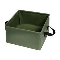 Camp Wash Bucket with Side Carry Handle, Folding Square Water Tub for Cleaning Tasks and Field Kitchen Support Daily žalia