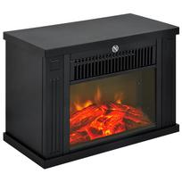 Elektrinis židinys su liepsnos efektu, Šiuolaikinio stiliaus krosnelė, Termostatas, 600-1200W, Juoda juoda