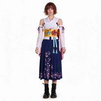 Yuna Cosplay Costume Final Fantasy X FFX Japanese Kimono Dress Halloween Stage Performance for Women XXL blue