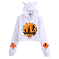 Ladies' Dragon Ball Goku Cat Ear Hoodie - Saiyan Series Printed Design Double Extra Small