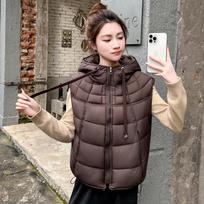 Cross2026 Women's Thickened Down Cotton Vest - Autumn/Winter Casual Korean Style Gilet Jacket M