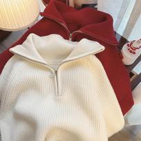 Women S Thick Knit Zip Up Loose Lazy Style Cardigan L