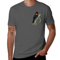 Redwinged Blackbird TShirt Work Utility Short Sleeve Shirt S black