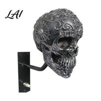 Men Motorcycle Accessories Skull Helmet Holder Rack Full Display Wall Mount Face Hanger Gothic Motorbike for Home Decoration Rack A