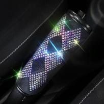 Deimantinis automobilio vairo pavaros rankinis stabdis, krištolinis, blizgus deimantinis dangtelis, PU, ​​neslystantis „Bling“ neslystantis dangtis, automobilio stilius Handbrake black