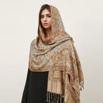 Bohemijos Pashmina Hijabo Šalikas Ilgas Musulmoniškas Kašmyro Šalis Moteriškas Foulard Minkštas Turbanas Galvos Apdangalai Moterims Galvos Juosta Prabangus Prekės ženklas beige