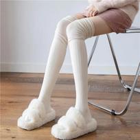 1/2pairs Women's Thigh High Stockings Casual Over The Knee Long Socks Lolita Thermal Vertical Stripe Socks Female Tube Leggings One Size gray