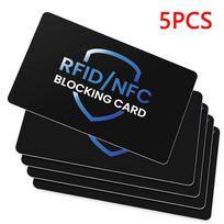 RFID blokavimo kortelės 5 vnt. Banko debeto ir kredito kortelių apsauga nuo vagysčių, bekontakčio NFC blokatorius, visos piniginės apsauga