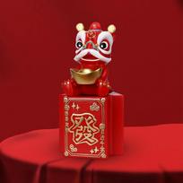 Chinese Money Box Figure Feng Shui Statue for Desktop Office Decoration raudona