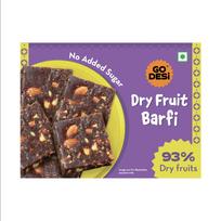 GO DESi Džiovintų vaisių Barfi - 200 gramų | 93% džiovintų vaisių | Be pridėtinio cukraus | Saldainiai | Burfi yellow