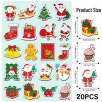 20 Soft Magnetic Christmas Refrigerator Magnets - Festive Santa Claus DIY Decorations red