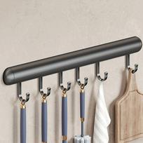 20-50cm Kitchen Hook Rack Black/Grey Space Aluminum Cabinet Storage Shelf with Movable Hook Wall Mounted Rack Spoon Storage Hook gray