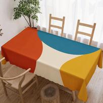 Abstract Geometric Rectangle Table Cloth for Table Decor Kitchen Dining Waterproof Reusable Tablecloth for Table Indoor Outdoor 140x140cm blue