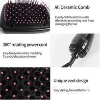 2 in 1 Hair Dryer Brush Hair Dryer Straightener Brush Heating Blow Dryer Comb Styling Tools Pink   1000W black