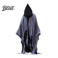Grim Reaper Robe for Adults Hooded Cloak Men Women Adult Scary Gothic Outfit Wizard Cape Halloween Cosplay Costume Masquerade Party Haunted House juoda