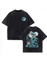 Gyro Zeppeli Manga Print T-Shirt, Vintage Washed Cotton Casual Short Sleeve for Men and Women 3XL black