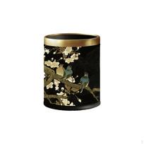 Trash Can, Large Capacity, Modern Chinese Design, Decorative Waste Bin, Home Office Blooming Flowers Birds and Flowers