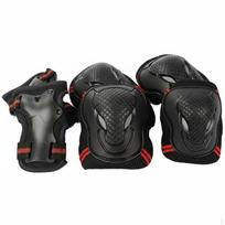 Protective Gear Set, Knee Elbow Wrist Pads, Skating Board, Adult Kids, Black Navy, Sponge M M black