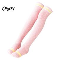 Thigh High Socks 1 Pair Women for Winter, Thickened Coral Fleece Leg Soft Plush Warmer Long Stockings, Fluffy Warm Over Knee Boot Girls Elastic One Size O beige