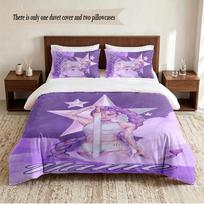 rumi Personalized Custom Name 3‑Piece Bedding Set Soft Duvet Cover Set For Bedroom Home Decor 135cmx200cm purple