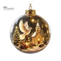 Christmas Party Supplies Glowing Clear Ball Ornament, Light Up Story Decoration with Warm LED Festive Window Display Items Light, Mini Holiday With Light