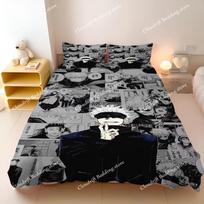Japan Famous Jujutsu Kaisen Bedding Set Anime Duvet Cover Sets Comforter Bed Linen Twin Queen King Single Size Dropshipping EU Single 135*200cm/53x79in 3pcs gray