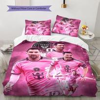 Lionel Messi Pattern Bedding,Quilt Set Quilt Cover Pillowcase Home Birthday Gift(1 * duvet cover + 2 * pillowcase, without core) 135x200cm pink
