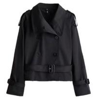 Women's Fashion Double Breasted Waisted Cropped Trench Coat, Casual Windbreaker Outerwear For Women L juoda