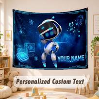 Custom Name Text Tapestry,Astro Bot Boho Wall Hanging, Decorative Backdrop Tapestry For Room 100cmx150cm blue