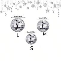 10pc Mini Mirror Disco Ball Stage Light Reflective Rotating Bright Silver Glass Ball Christmas Birthday Wedding Party Cake Decor S white