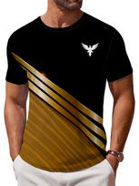 Men's Full-Body Eagle Print T-Shirt - Breathable Summer Short Sleeve Crew Neck Top with Color Block & Suitable for Daily Commute, Fitness, Casual Wear L įvairiaspalvis