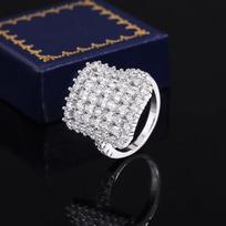 Luxury 925 Silver-plated Full Zircon Ladies Ring-classic Fashion All-match Style-holiday Gift US-10 white