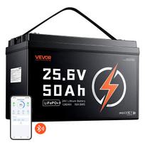 VEVOR 24V 50Ah LiFePO4 ličio baterija 4000+ ciklų 50A BMS su Bluetooth, 1280Wh ličio baterija su apsauga nuo žemos temperatūros