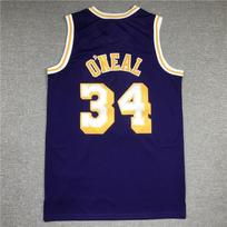 Womens Lakers NBA Basketball Jersey Shaquille ONeal 34 Embroidered Sportswear Loose Fit Hang Neck Long Sleeve gray