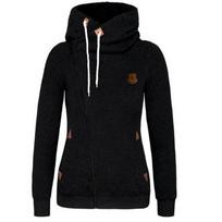 European-American Style Side-Zip Hooded Cardigan Jacket Quintuple Extra Large black
