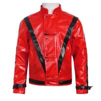 Helovino kostiumai Michael Jackson Cosplay Raudonas odinis švarkas Michael Jackson Thriller Išvykos apranga Paauglio paltas 120 raudona