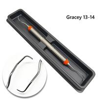 Aukštos kokybės Dental Gracey kiuretės Periodontinis skaleris Nerūdijančio plieno Periodontinės kaulo kiuretės Perio odontologinis instrumentas 1 pc 13-14new with case