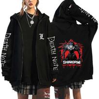 Fashion Death Note Graphic Print Men Women Casual Zipper Hoodie Sweatshirt Fashion Trend Fleece Cardigan M black