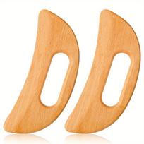 2PCS Lymphatic Drainage Massager Wooden Gua Sha Tool for Body Massage Scraper for Anti Cellulite Body Gua Sha Paddle beige
