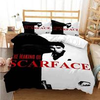 „Scarface“ patalynės komplektas miegamajam, minkštos, modernios lovatiesės, „Comefortable Kids“ antklodės užvalkalas ir pagalvės užvalkalas 70x133cm 3pcs black